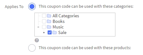 Category and product restrictions for coupons