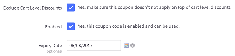 Coupon Enablement and Expiration Date
