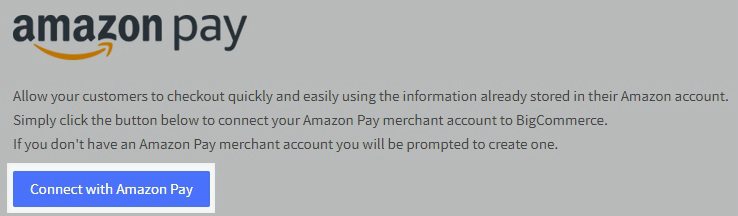 Amazon Pay Setting highlighting the Connect with Amazon Pay button