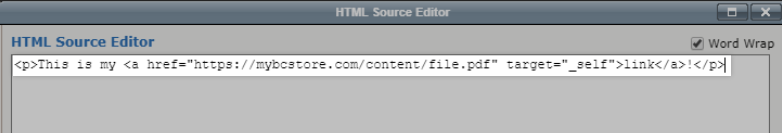Example of correct HTML format.