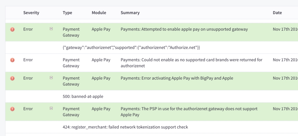 Activation failures store logs